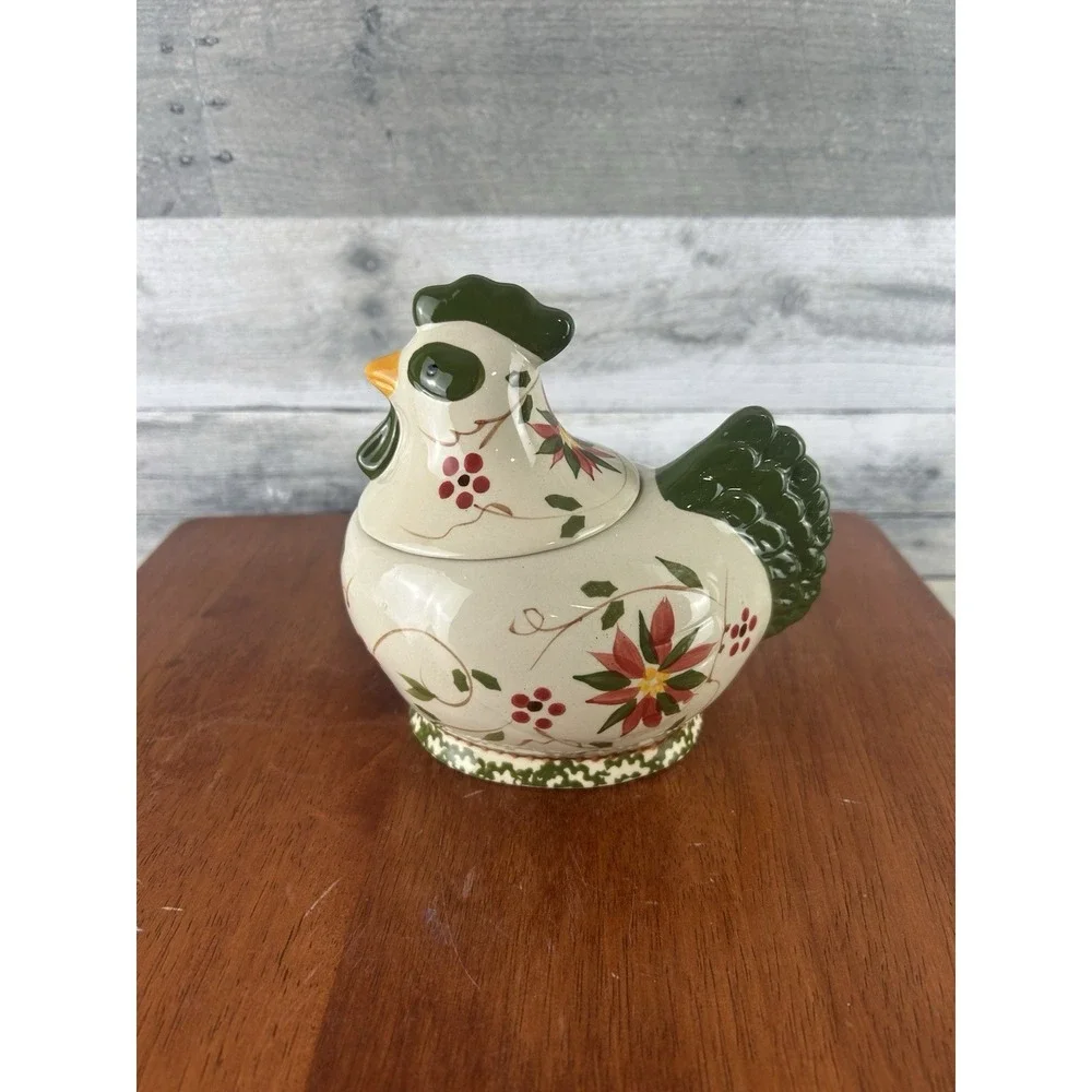 Temptations By Tara Old World Green  Chicken Sugar Container PPP-HF 691740 NIB